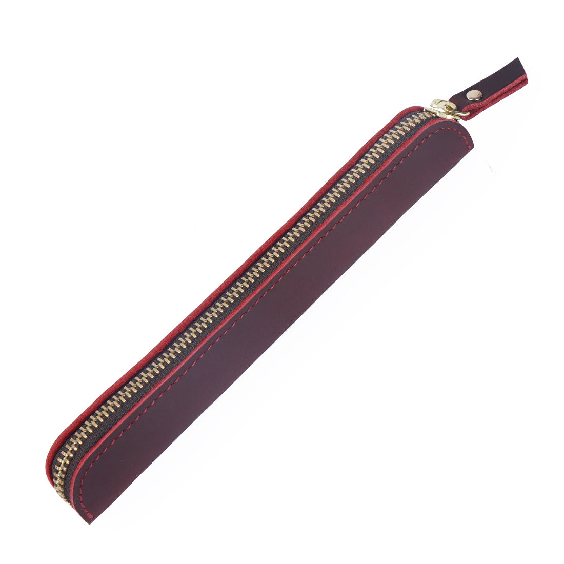 Wholesale Retro Simple Cowhide Zipper Mini Pencil Case